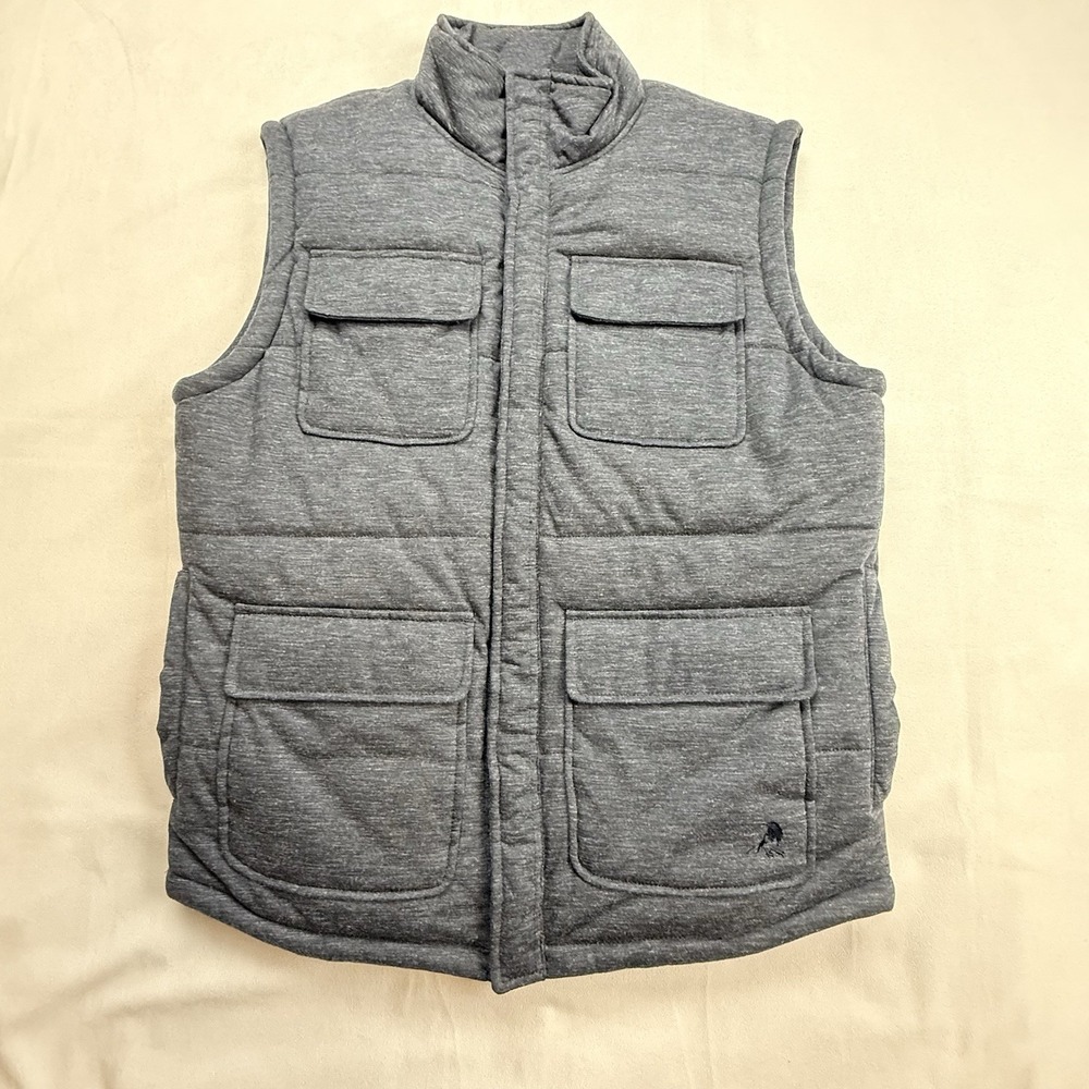 Tunellus‎ Mens Vest Puffer Quilted Snap Front Sleeveless Jacket Large Blue EUC